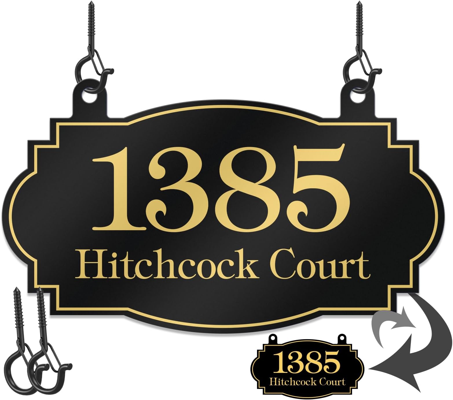 Hanging House Address Sign, Custom Address Plaques, Metal House Number, Mailbox Number, 7.5x13 Inch, Personalized Address Sign, Unique Outdoor Hanging Sign, Single or Double Sided, Reflective Option