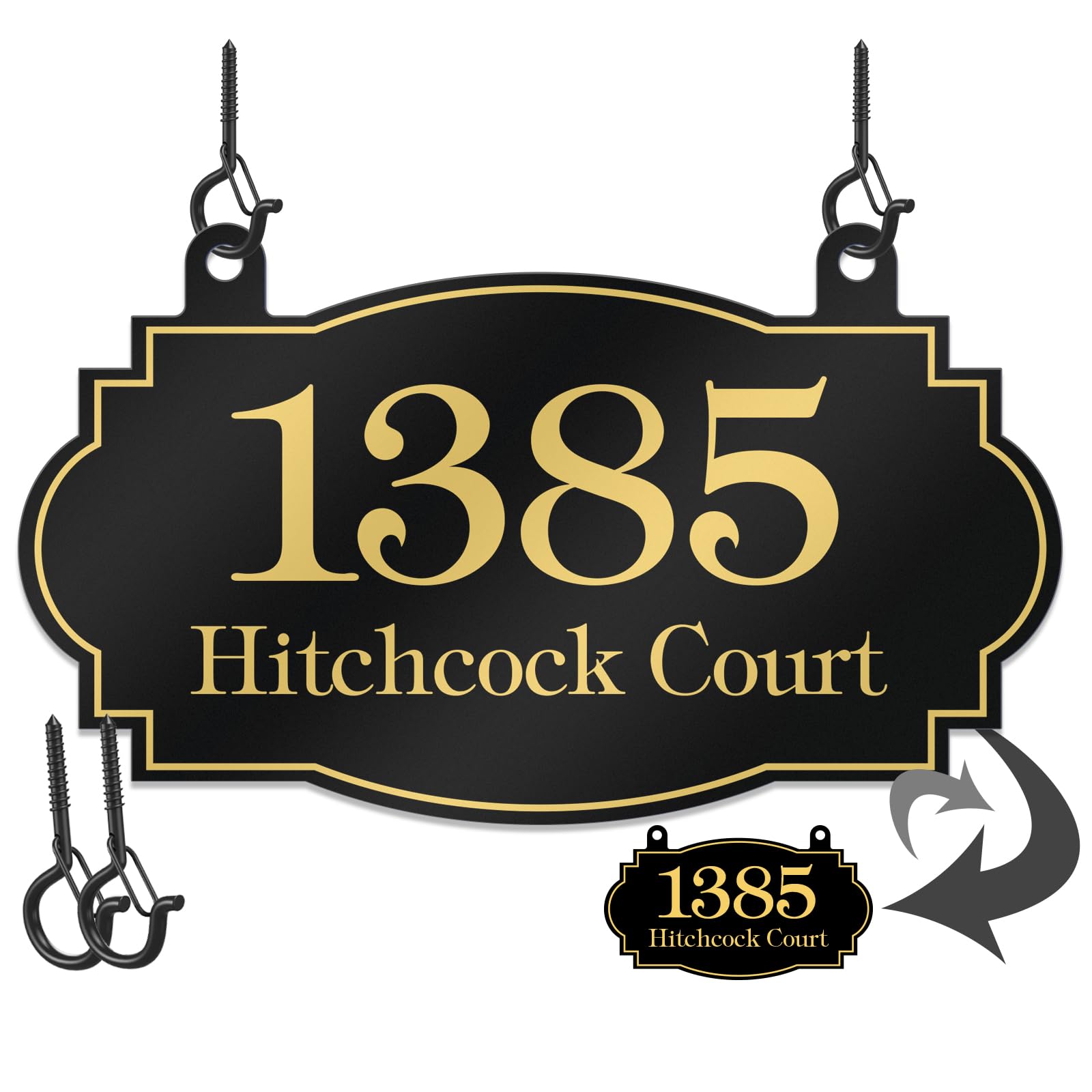 Hanging House Address Sign, Custom Address Plaques, Metal House Number, Mailbox Number, 7.5x13 Inch, Personalized Address Sign, Unique Outdoor Hanging Sign, Single or Double Sided, Reflective Option