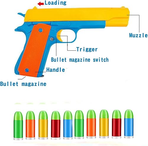 Miniatura 5 de Pistola de juguete - 1 pistola de juguete realista Colt 1911 para niños con funda de pistola y pistola luminosa de balas suaves