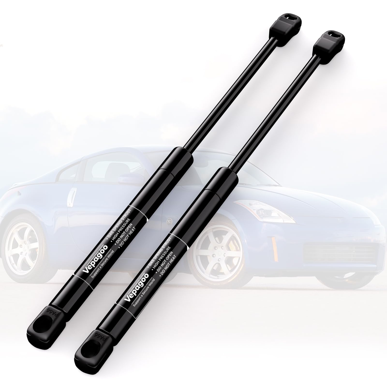 Vepagoo 4194 Rear Trunk Gas Shocks Compatible with 2003-2008 Nissan 350z Liftgate Lift Supports Struts with Added Pressure for Larger Spoiler - Includes Brackets,Set of 2