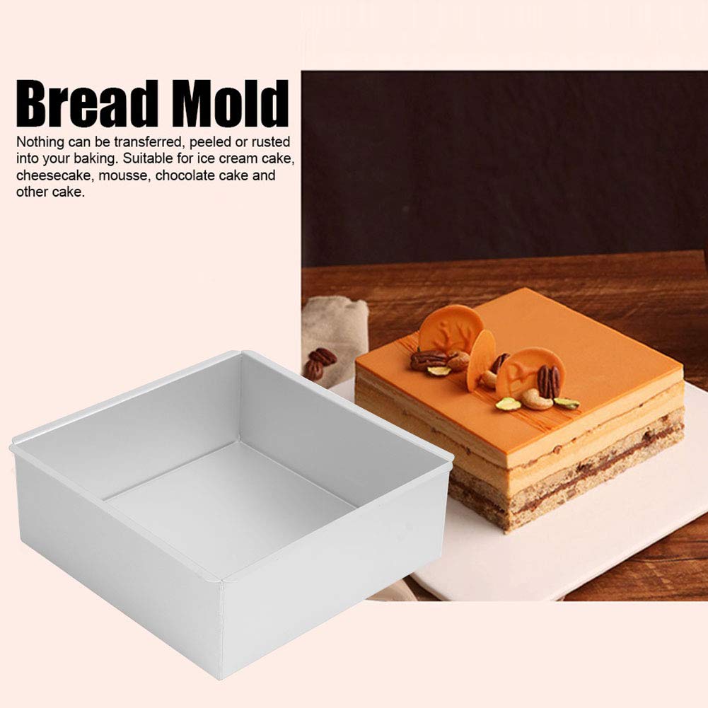 Molde cuadrado de aluminio anodizado para tartas, herramienta para hornear con parte inferior extraíble, duradero para alimentos, molde de pan de mousse de grado para tarta de