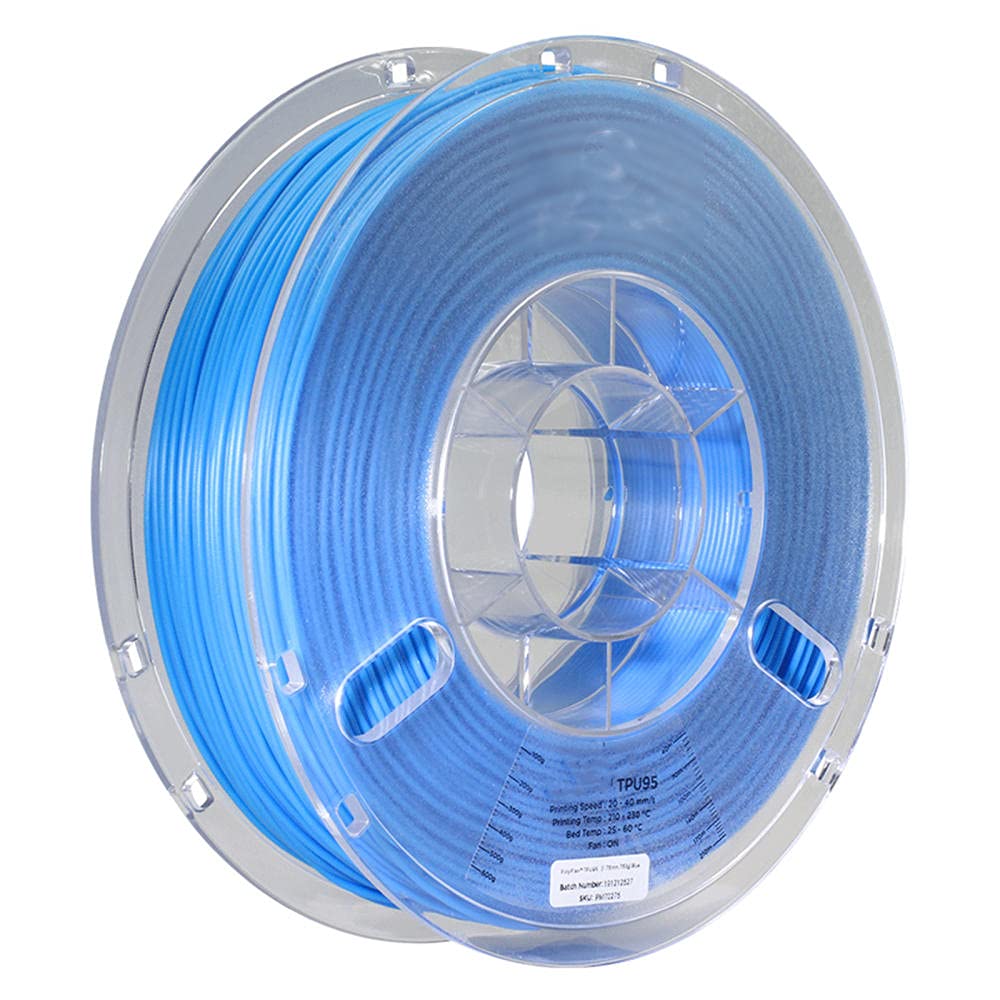 Filament TPU 95A do drukarki 3D - 2,85 mm, szpula 750 g, czarny (wysoka elastyczność, łatwe drukowanie)-niebieski||2,85 mm