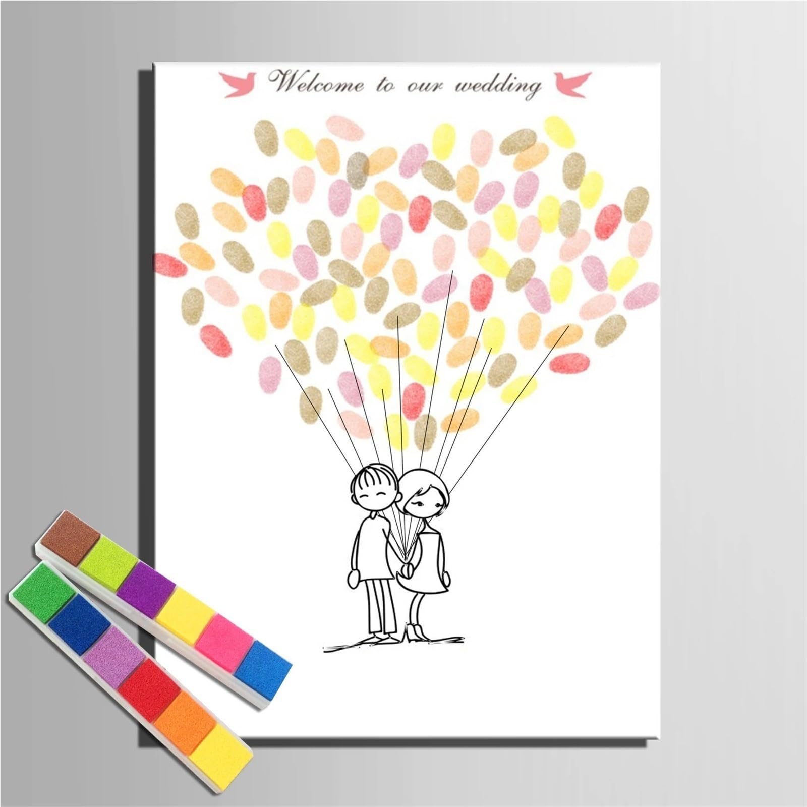 Fingerabdruck Hochzeit Gästebuch Fingerabdruck-Signatur-Gästebuch, Hochzeit, Partyzubehör, Fingerabdrücke, Baumdekorationsbücher Geeignet für Hochzeiten, Hochzeitsgeschenke(Color03,60x80cm 24x32inch)
