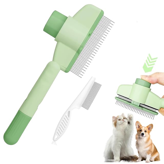 Peine antipulgas autolimpiante para mascotas, peine para gatos con función de autolimpieza