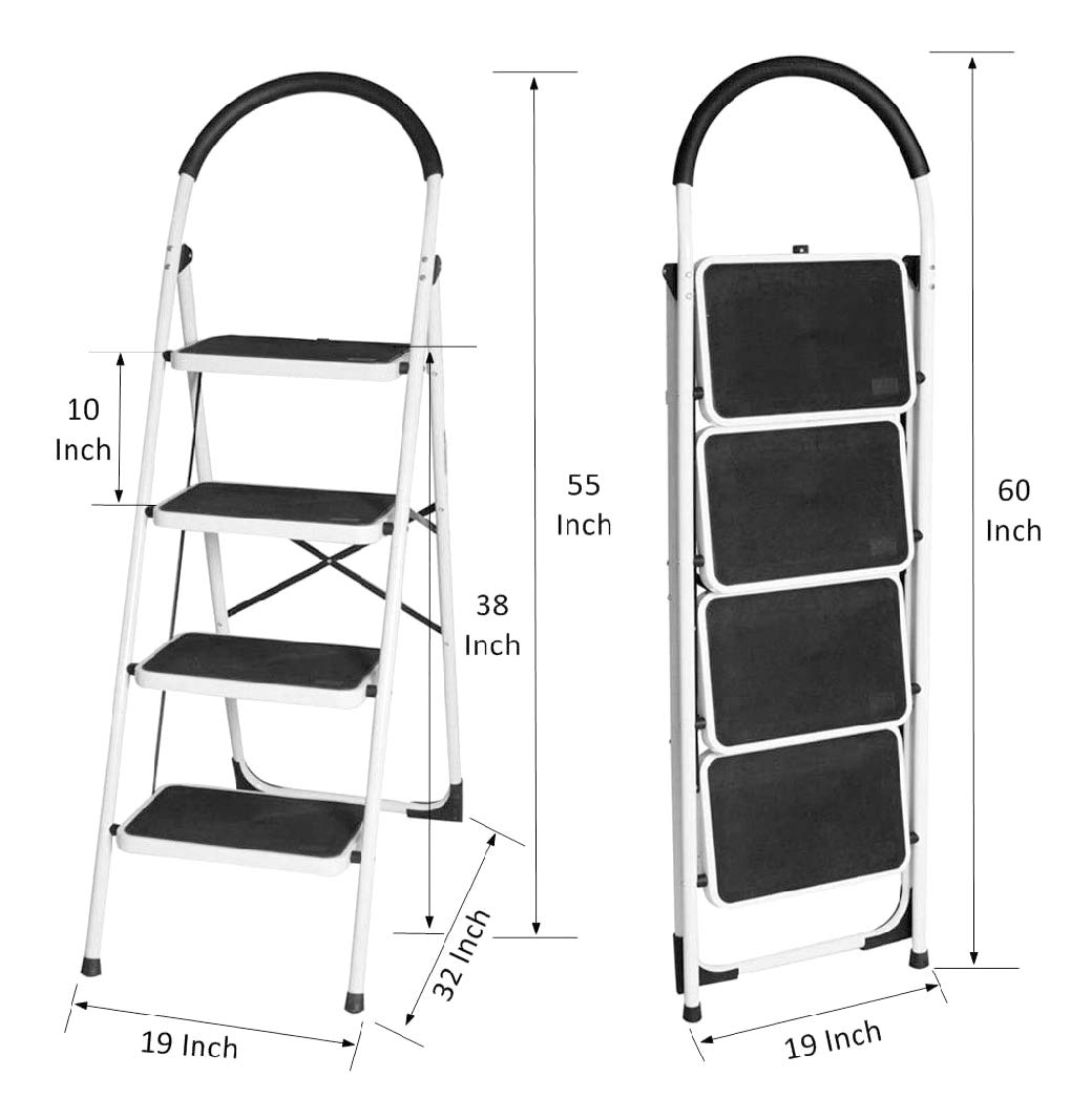 Dortel Alloy Steel Family USE- 4 Step Ladder DTLD-003 Silver Finish 1