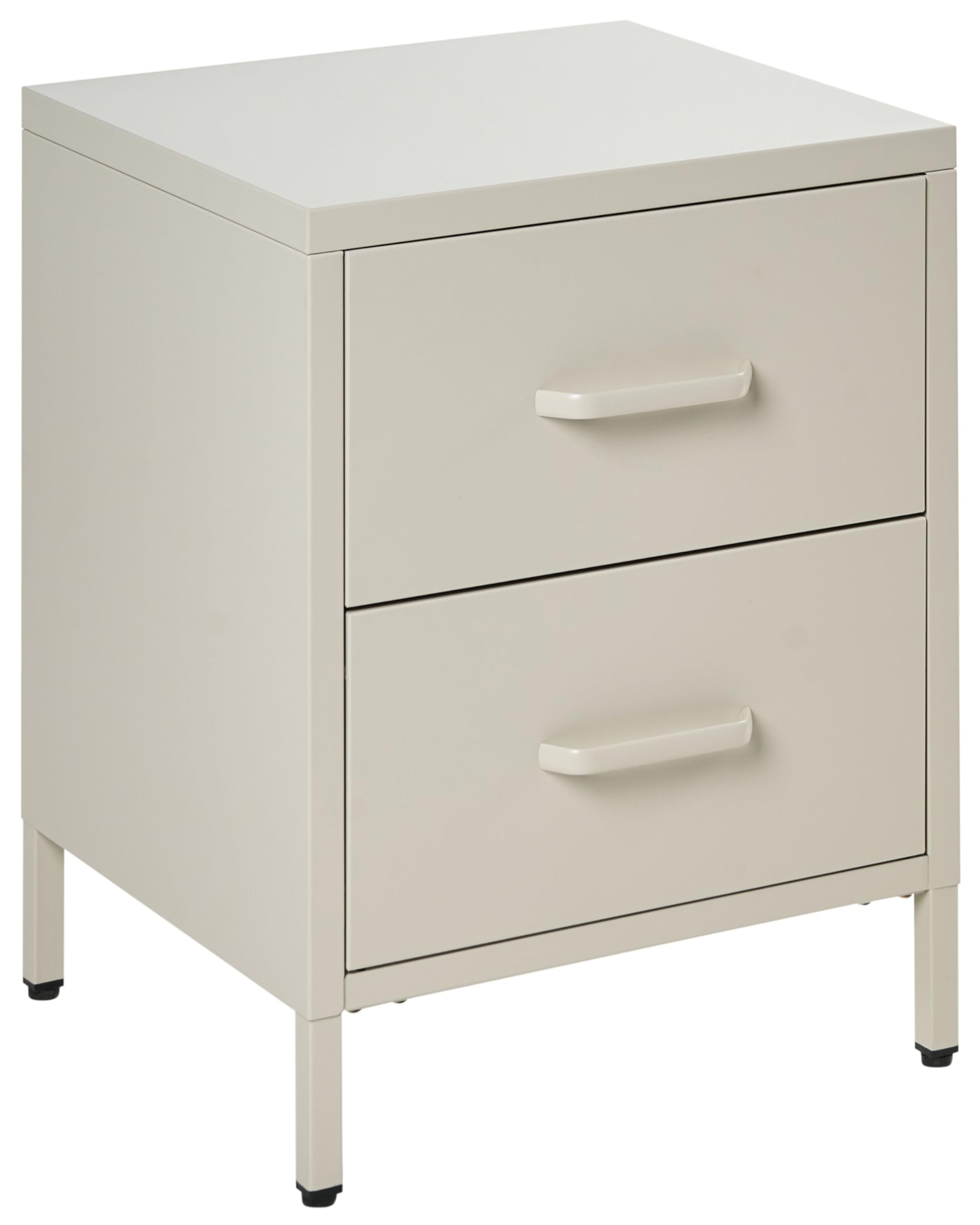 Beliani Comodino moderno in metallo beige chiaro con maniglie e 2 cassetti
