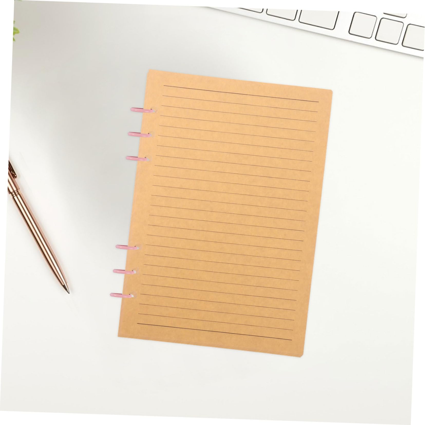NUOBESTY 240 Blatt Nachfüllbares Notizpapier Liniert Recyclebares Kraftpapier Vintage Look Lose Einlagen Für Planer Tagebücher College Journal Nutzung Praktische Ringbuch Einlagen
