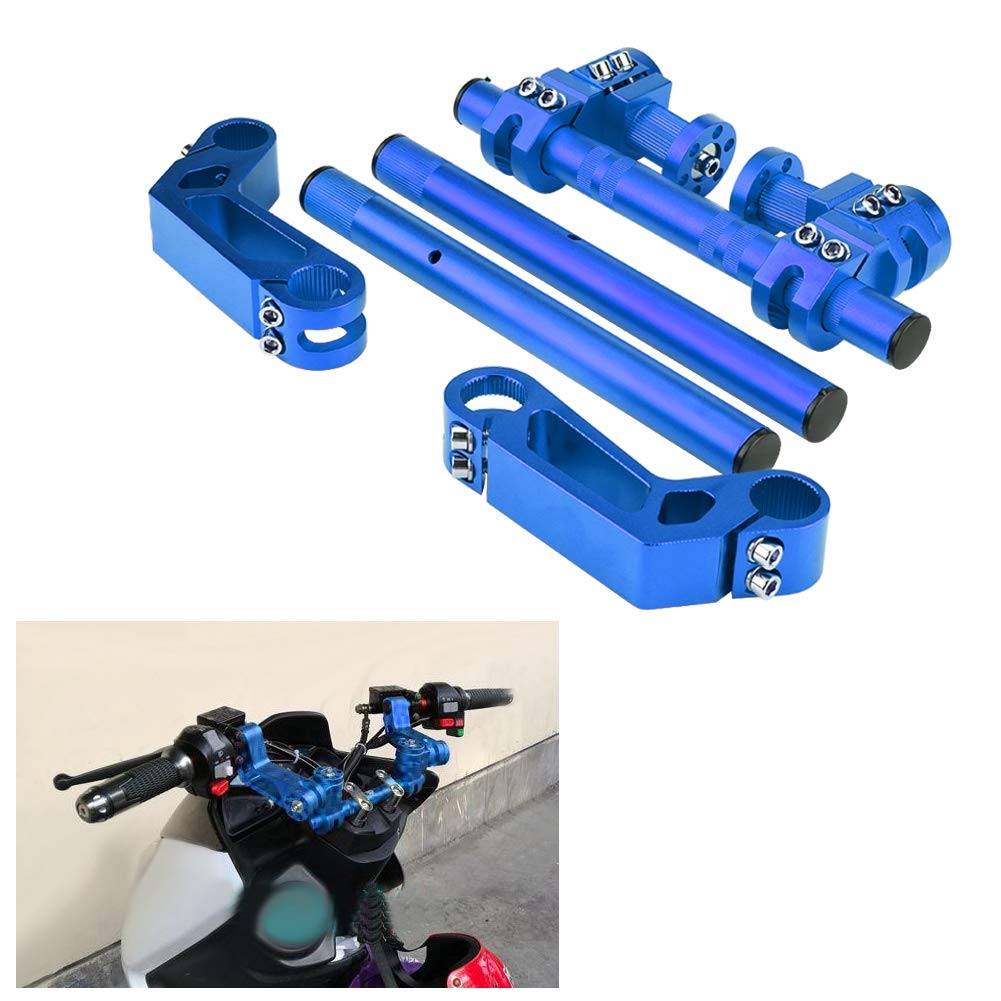di manubrio regolabile CNC da 7/8" (22 mm) per moto, manubrio in alluminio ricavato dal pieno per pit bike e dirt bike da 125, manubrio rimovibile con regolazione (Blu)