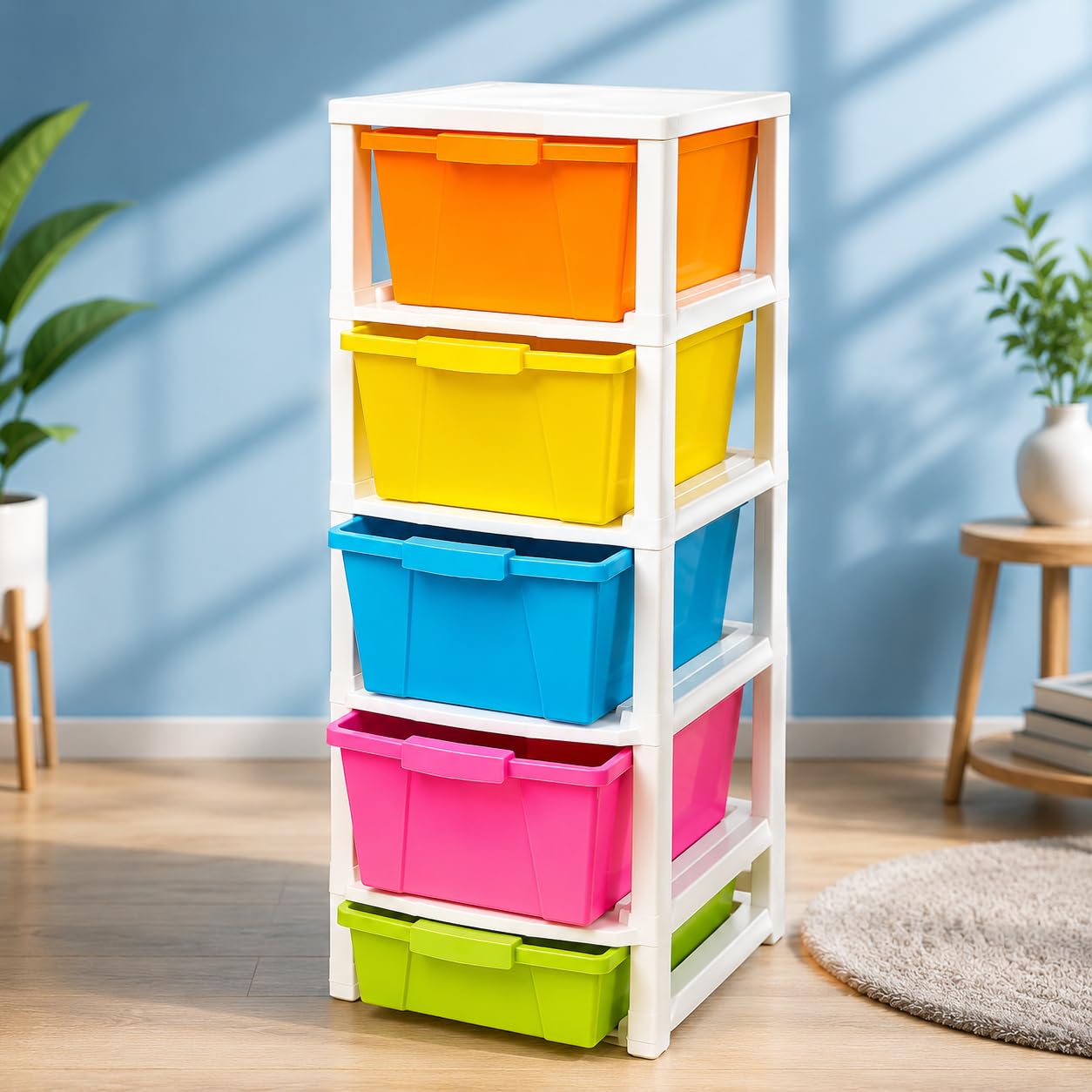10 Plastic Modular Drawer System (27cmx32cmx85 cm) (5 XL) (MultiColour) Plastic Drawer I Khodal 117-picture-26