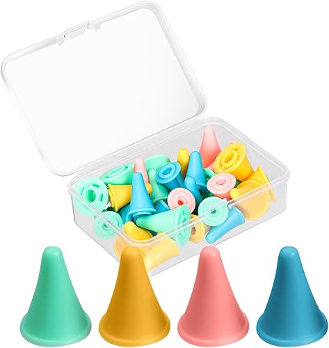 28 tapones de aguja de tejer coloridos, protectores de puntos, 2 tamaños, tapones de punta de aguja de punto, tapas de agujas de punto, para