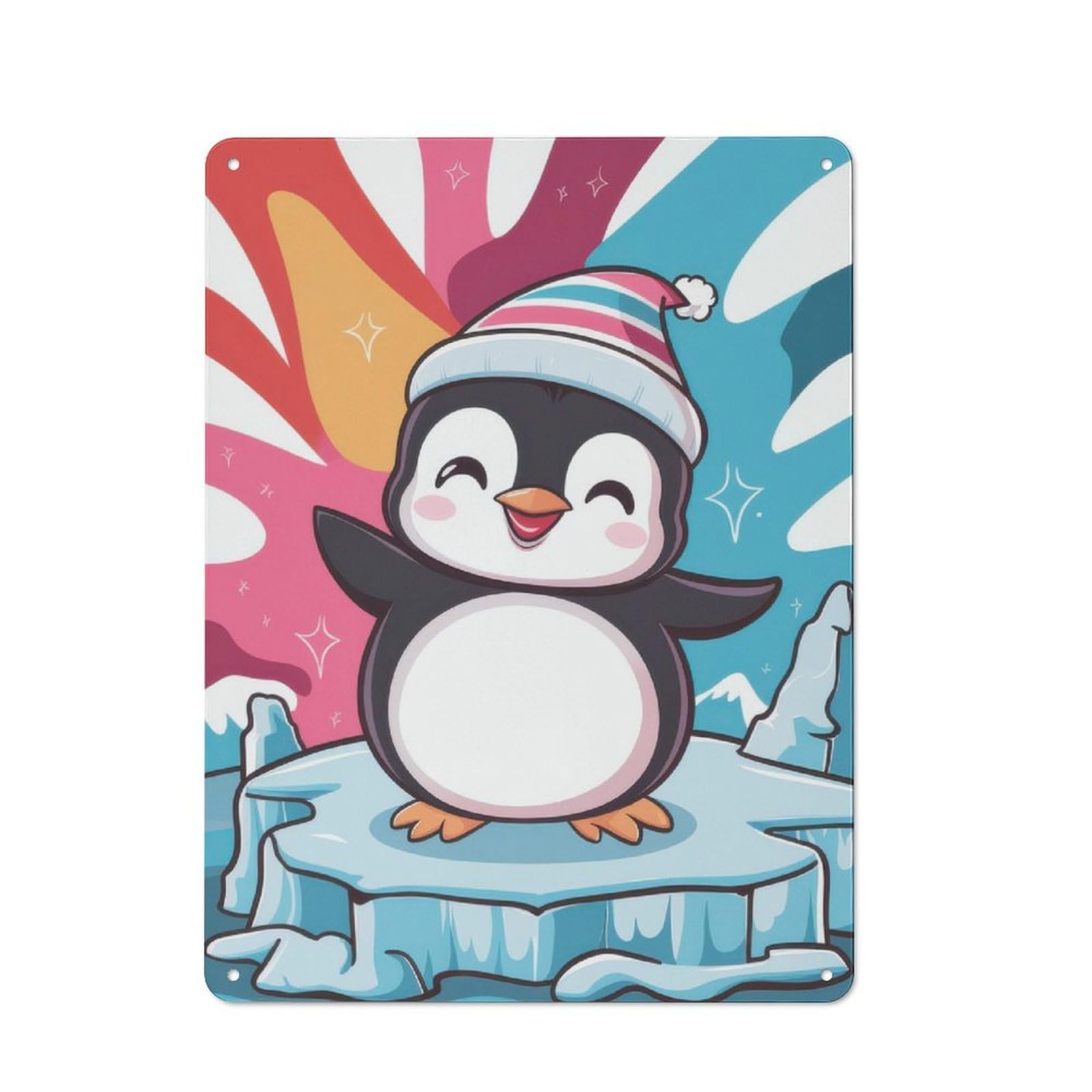 Junmoney Penguin Animal Penguins Vintage-Inspired Tin Sign 40X30cm For Café Or Restaurant, For Cooler-Month Interiors With Vintage Character