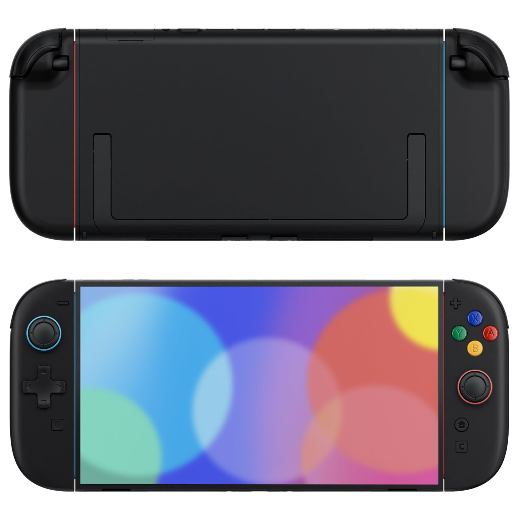 eXtremeRate D-Pad Version Gehäuse Ersatzteil für Switch 2 Joycons, Essence Version Custom Grips Shell/Deko Streifen/ABXY/Dpad Buttons Zubehör für Nintendo Switch 2 Joy Con-Schwarz