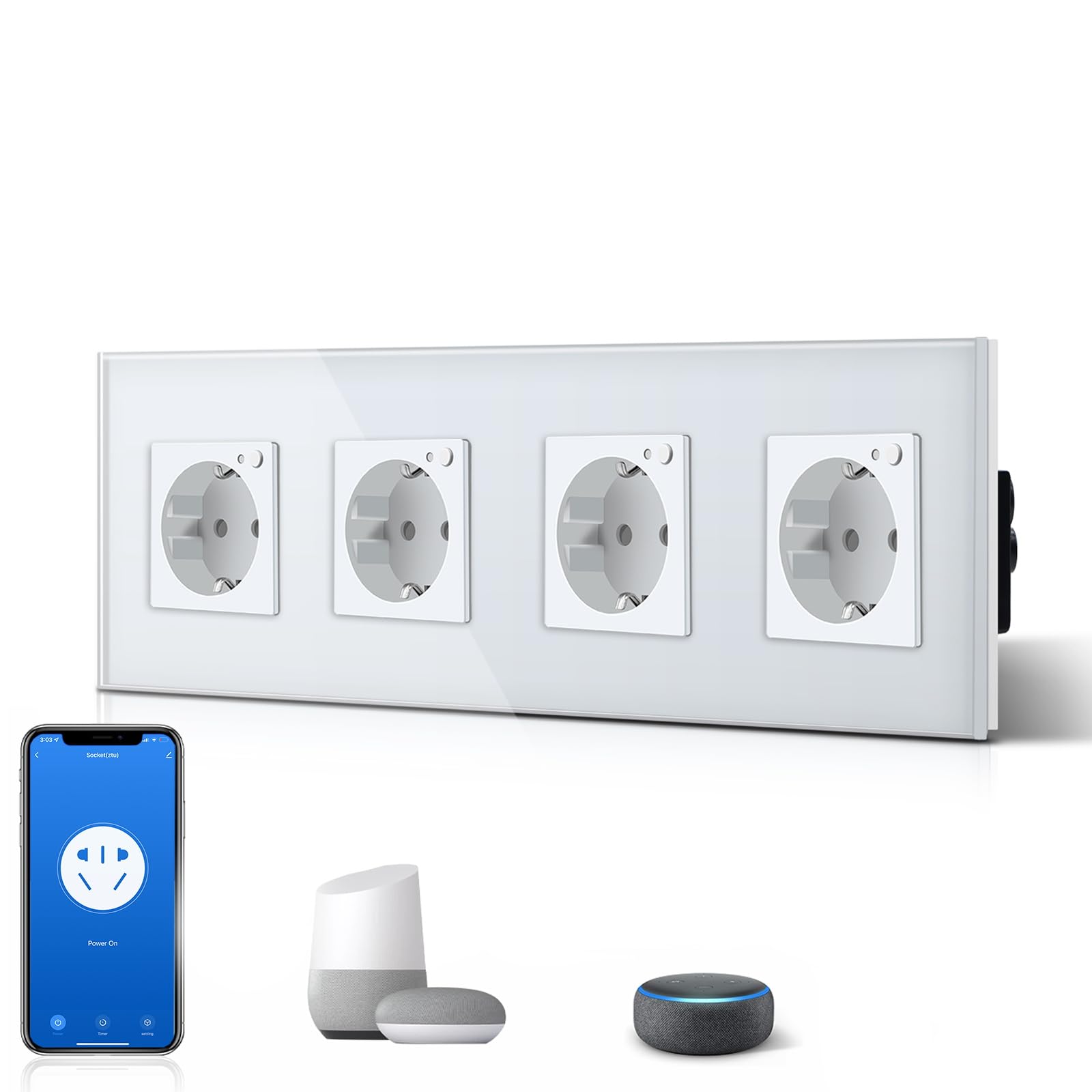 BSEED Enchufe Inteligente con 20W USB y Tipo C,Mate Enchufe Pared Wifi con Medidor Consumo,Control Remoto por APP & Voz,Requiere Cable Neutro,1 Enchufe,Blanco 86mm — view 144