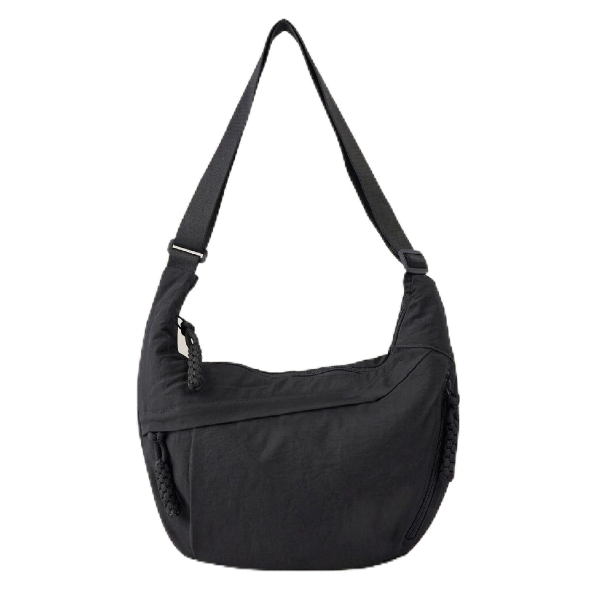 zoyzo Black Crescent Crossbody Sling Bag for Women & Men – Half Moon Design Shoulder Purse with Zipper Closure, Adjustable Strap Unisex Chest Waist Bag for Travel, School & Daily Use, Pack of 1-picture-51