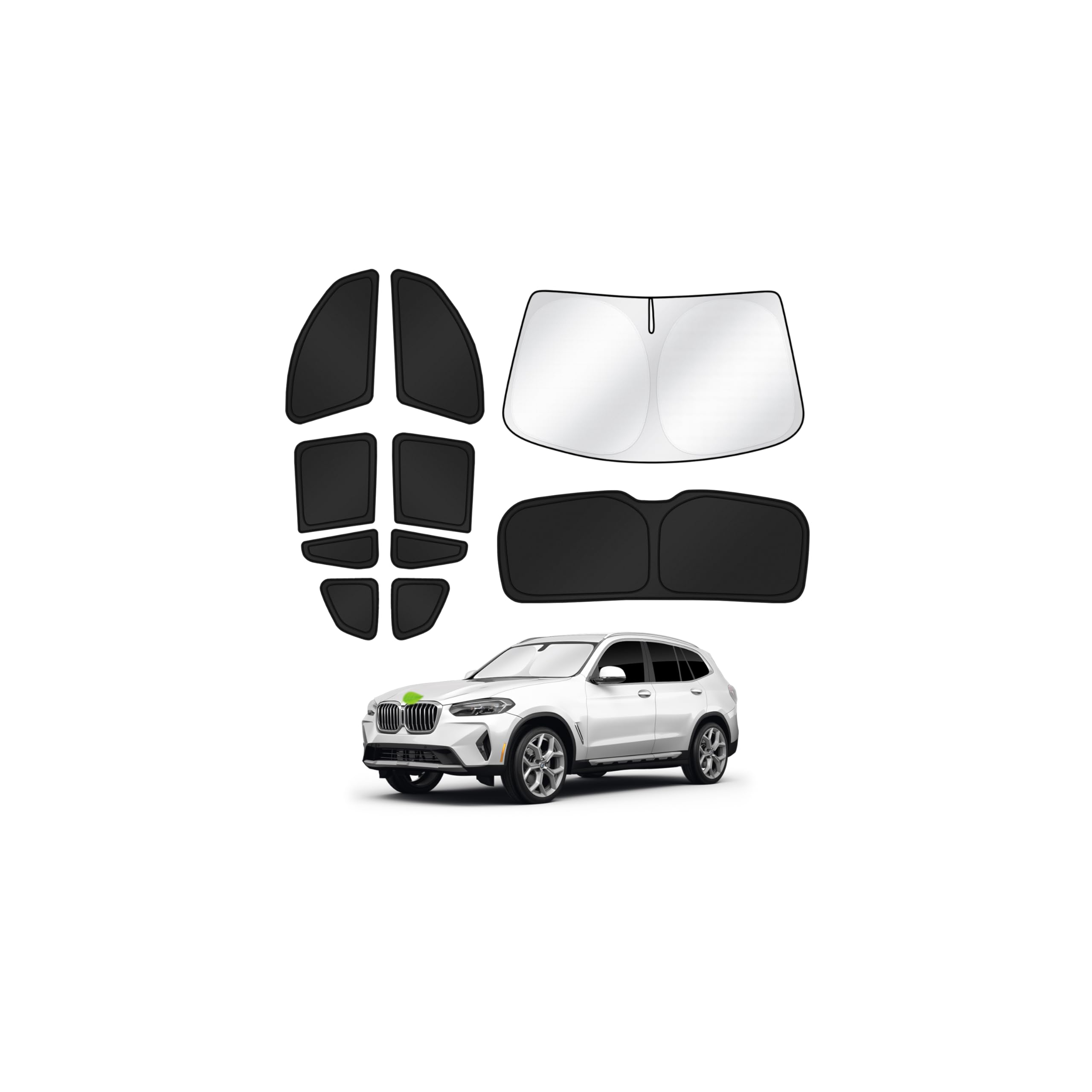 Canvcle Sunshades for 2018-2024 BMW X3 Accessories Windshield Sun Shade Side Rear Window Shade Cover Sun Visor Shield Privacy Protection for Camping Keep Vehicle Cool Black 10PCS