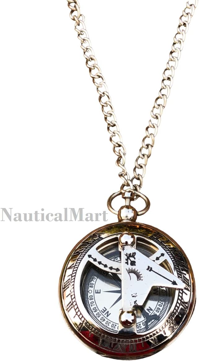 Antique Nautical Vintage Directional Magnetic Sundial Clock Marine Compass Baptism Gifts with Leather Case for Loved Ones, Son, Father, Love, Partner, Spouse, Fiancé.