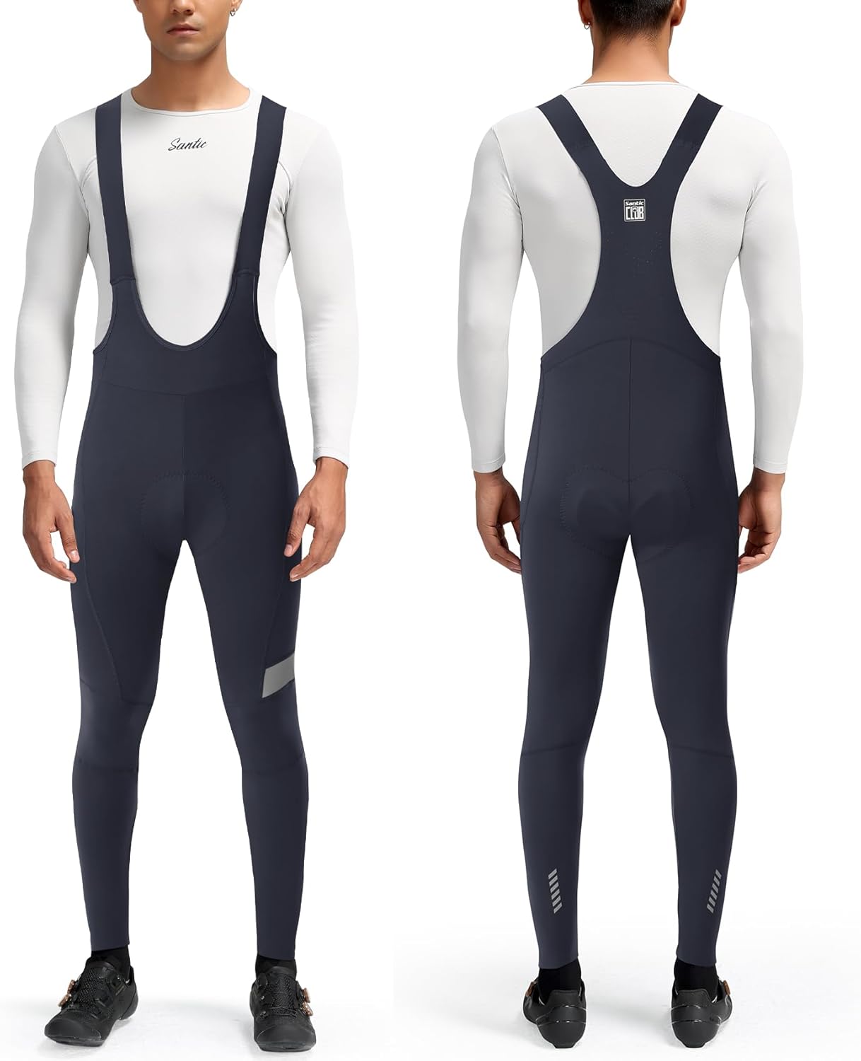 Santic Men's Cycling Bibs Pants Cycle Wear Tights 4D Padded Road Bike Long Pants with Pocket - Image 2