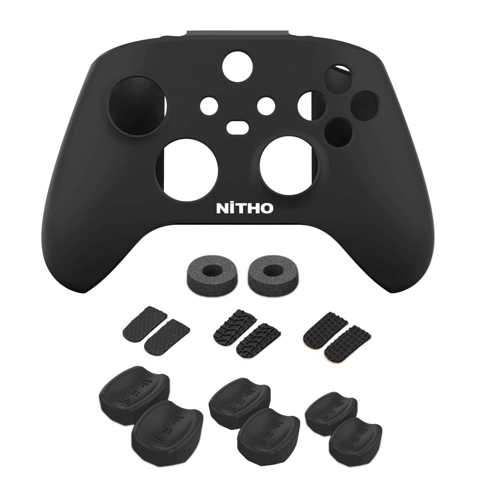 NiTHO FPS Gaming Kit for Xbox Series X/S Controller, Enhancers Kit with Silicone Controller Cover Skin, 3 Sizes of Thumb Grip Caps, 3 Textures of Trigger Stickers, Analog Mini-Stick Precision Rings