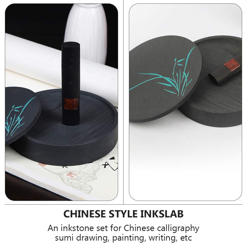 TOYANDONA Pierre à Encre Ronde Pour Calligraphie Chinoise Et Peinture Sumi Plaque Encre De Style Chinois
