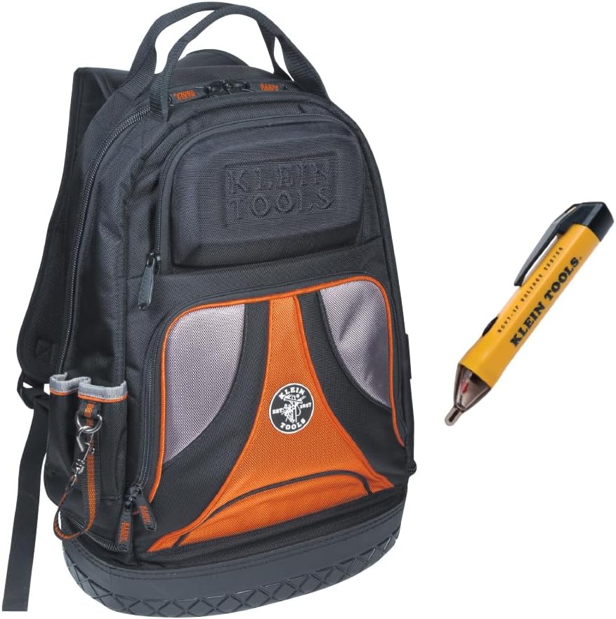 Klein Tools 80113 Tradesmen Backpack Kit with 39-Pocket Tradesman Pro Tool Backpack and Non-Contact Voltage Tester Pen, 2-Piece