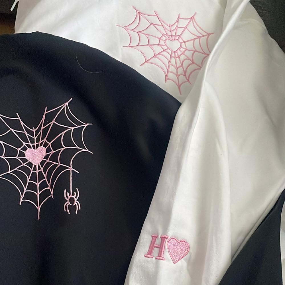 DILYPOD Personalized Couple Hoodies Embroidered Spider Heart, Custom Matching Hoodies for Couples, Valentines - Image 4