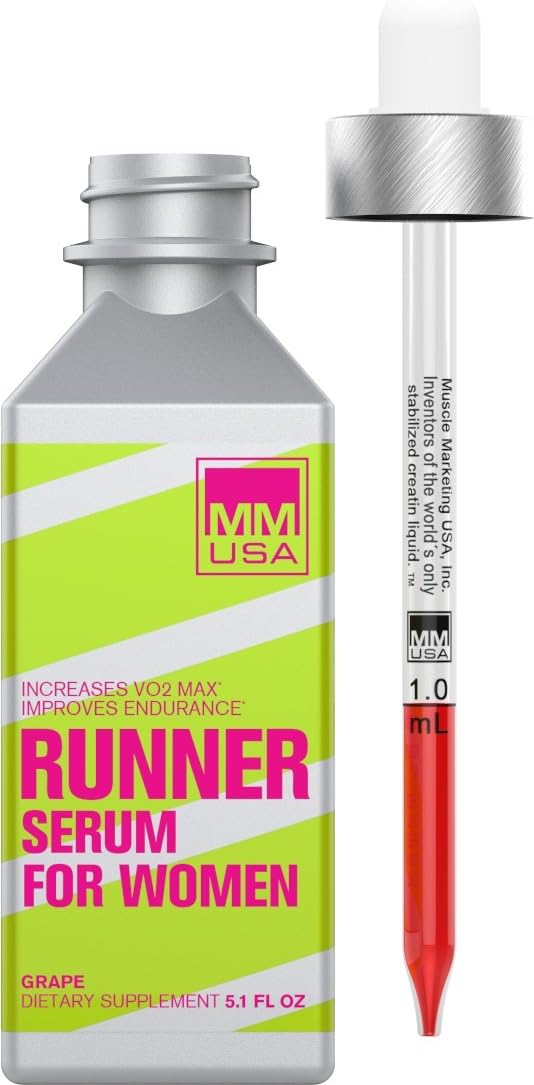 MMUSA Running + Endurance Serum for Women, Pre Workout, Stable Liquid Creatine, Instant Energy, Endurance, EPO Boost, Leg Muscle Support, L-Carnitine, L-Glutamine, Nitric Oxide Boost + Vo2 Max.
