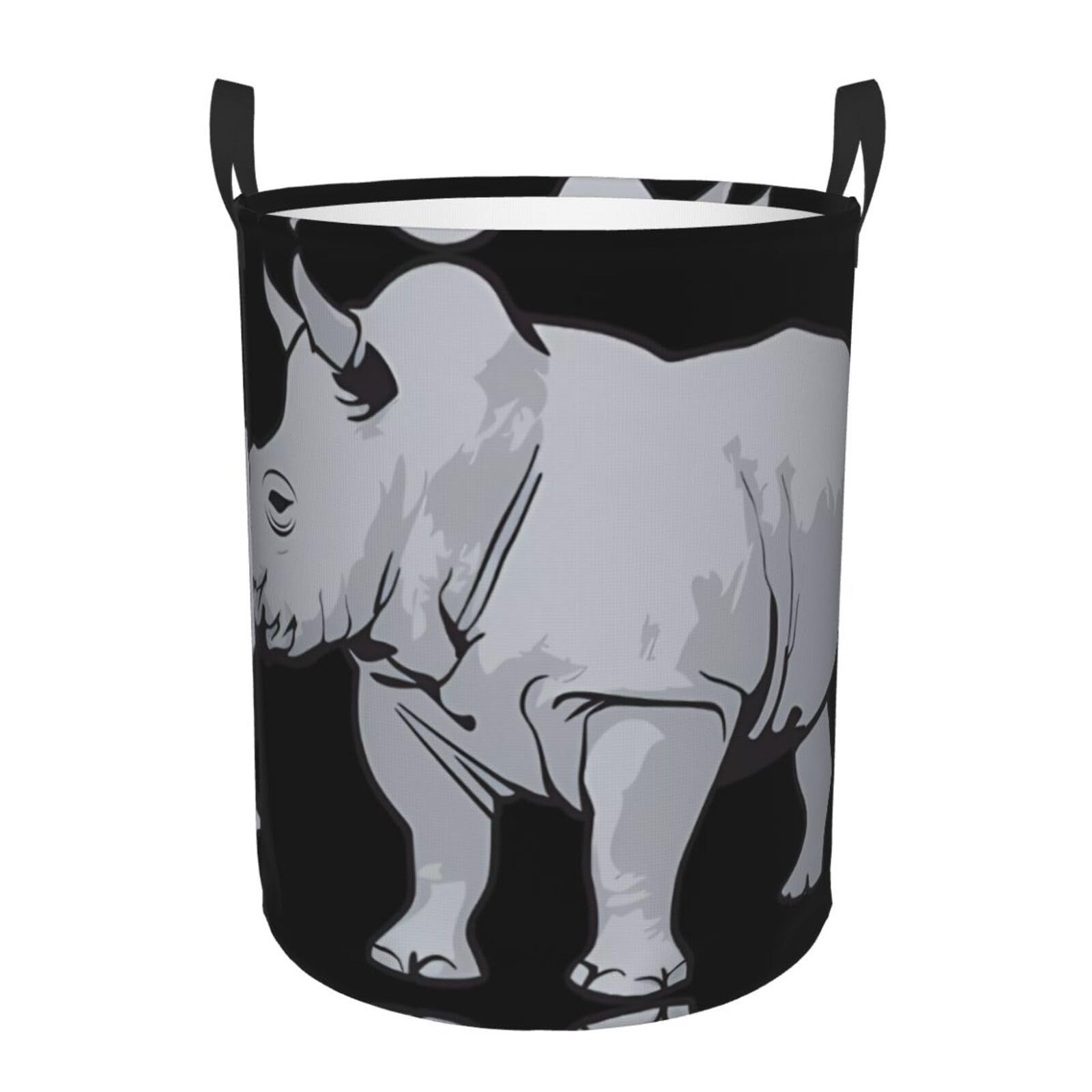 M Circular Hamper animal rhino Print for Dirty Clothes