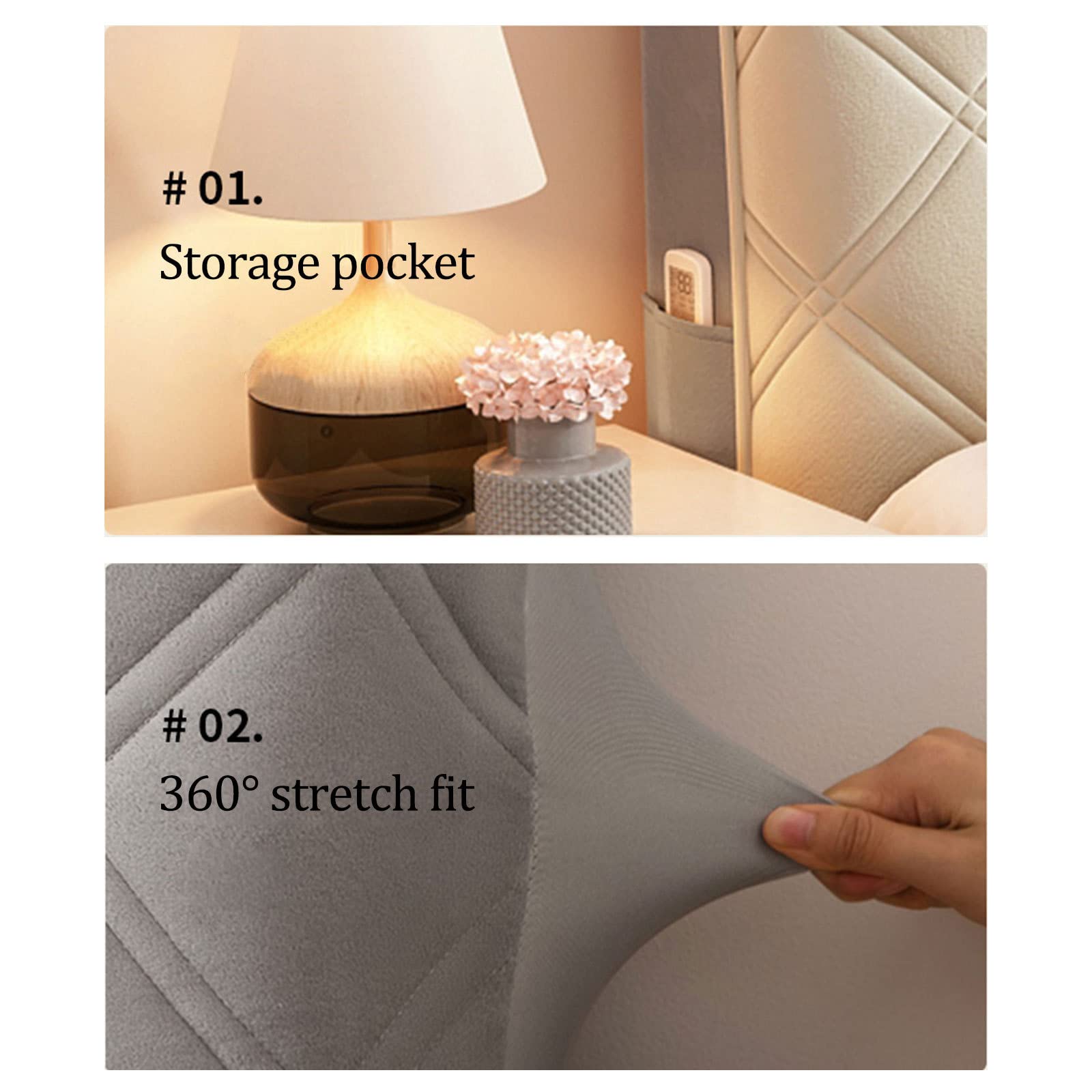 Gestreepte hoes voor hoofdeinde voor bed, tweepersoons super kingsize eenpersoonsbed hoofdborden hoes, stretch 100% katoenen hoofdhoes voor bed 360