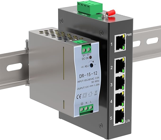 Amazon.com: GoodTop 5 Port 100Mb Unmanaged Industrial Switch with DIN ...