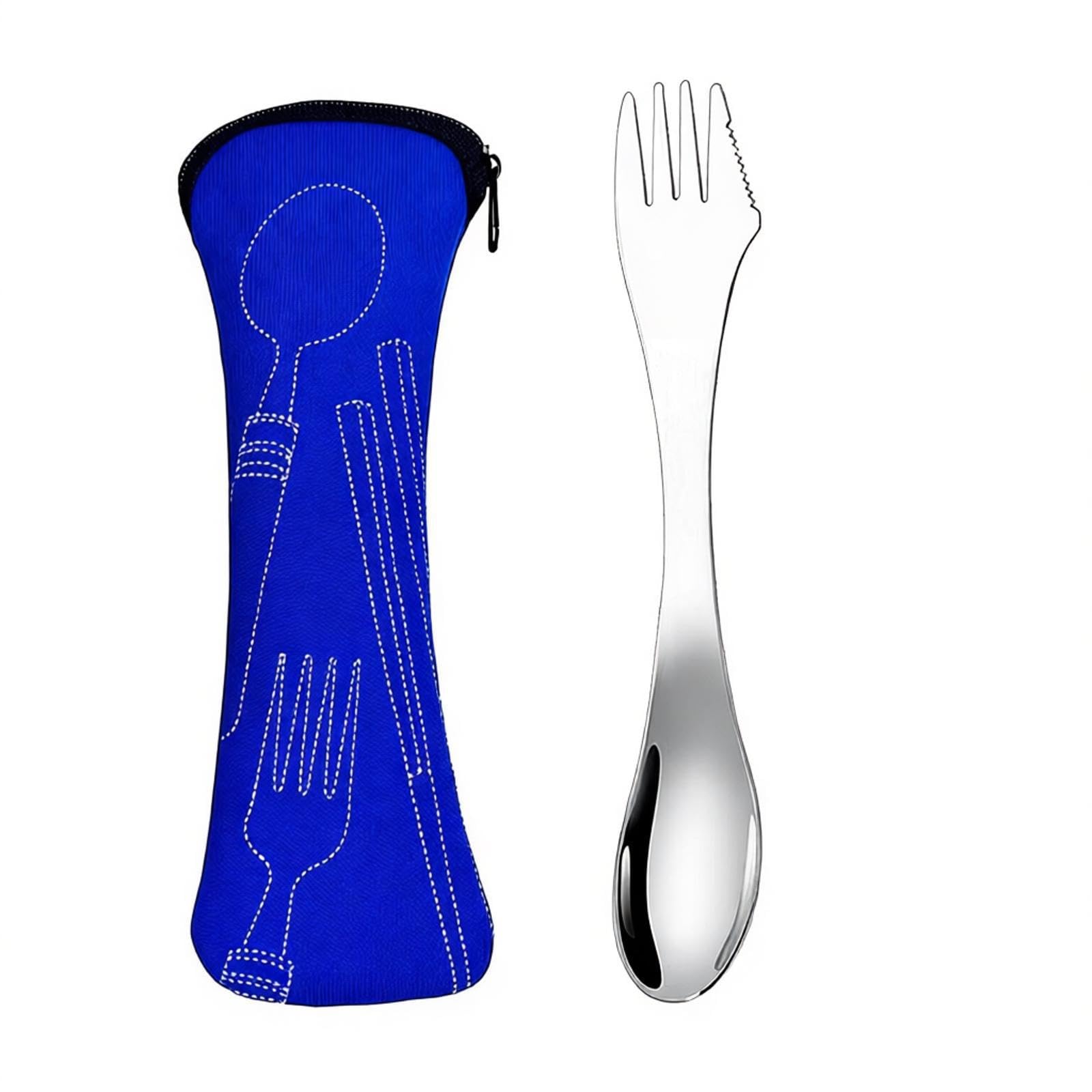 3 in 1 Spork Camping Cutlery, Silver Fork Spoon Spork Combo Sporks Stainless Steel with Cutlery Bag for Outdoor Camping, Picnics, Travel and Home