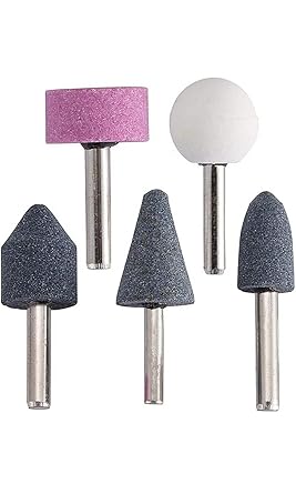 QYA Fluke Power Tool Abrasive Mounted Stone Rotary Grinding Wheel's Bit Set of 5pcs (Standard size)