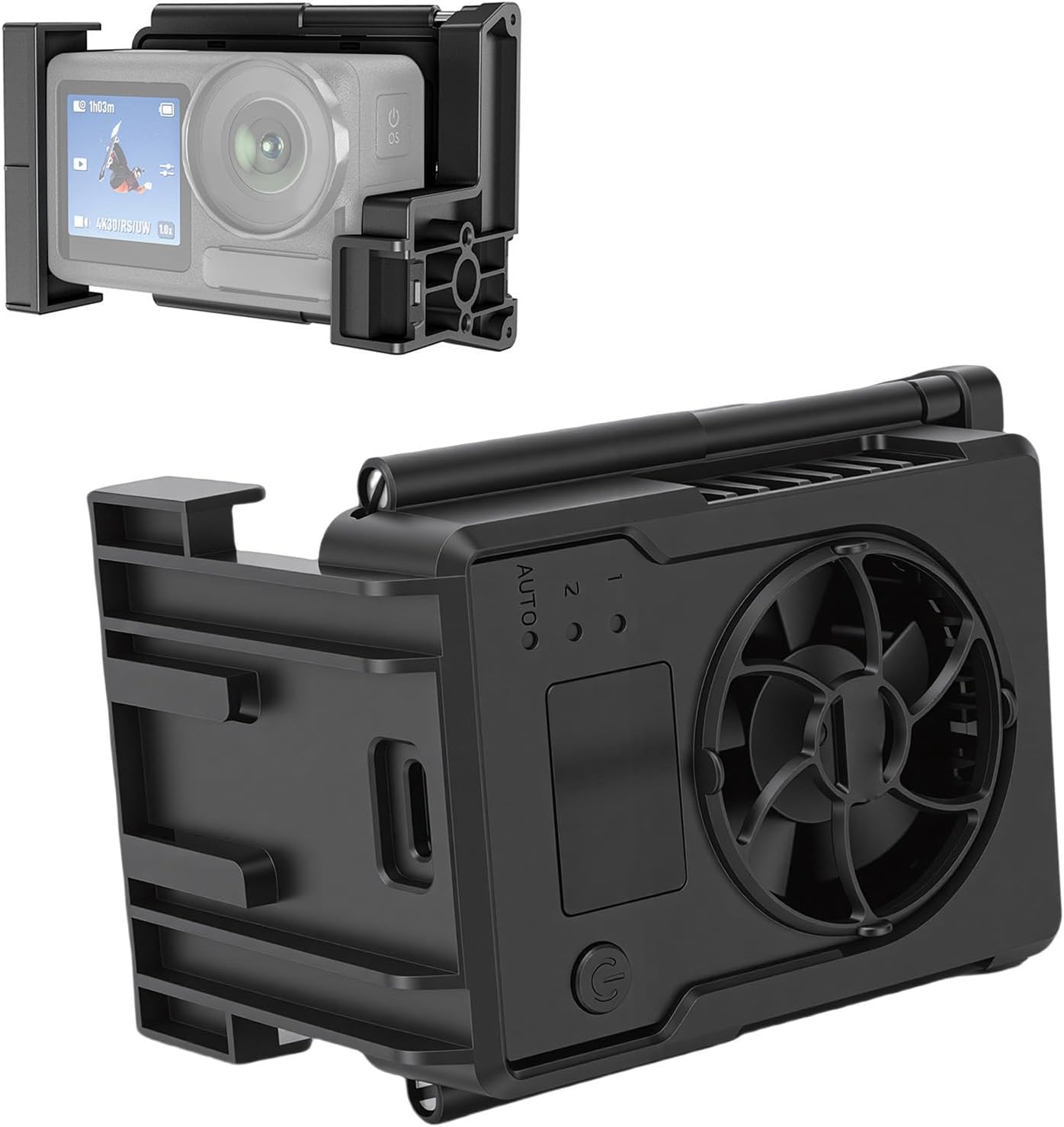 Camera Cooling Fan for Osmo Action 5 Pro 4 3, 3-Speed Radiator Prevents Overheating, Silent Air Cooler, Cold Shoe 1/4" Mount, Type-C Vlogging Accessories