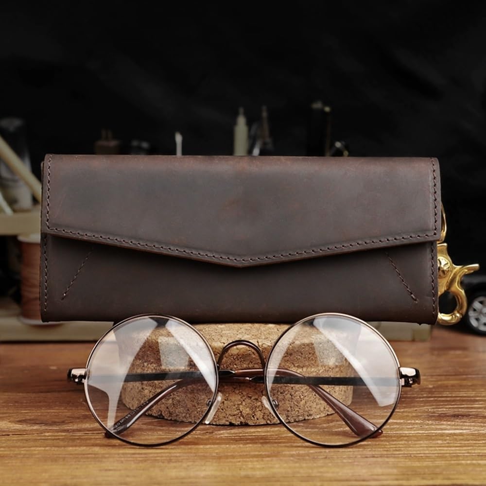 Skórzane etui na okulary, etui na okulary do czytania, przenośne etui na okulary przeciwsłoneczne w stylu retro wąskie etui dla kobiet mężczyzn poziome etui na okulary