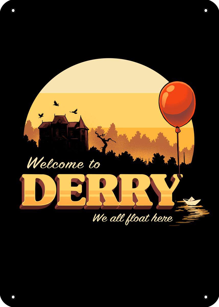IT Welcome to Derry Press Any Button to Start Metal Tin Sign 12"X 8" Wall Arts
