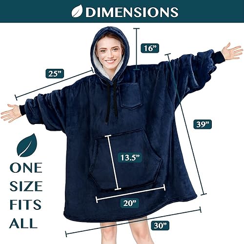 Miniatura 6 de PAVILIA Manta con capucha para mujer, manta Sherpa para hombre, acogedora manta de gran tamaño, sudadera con capucha