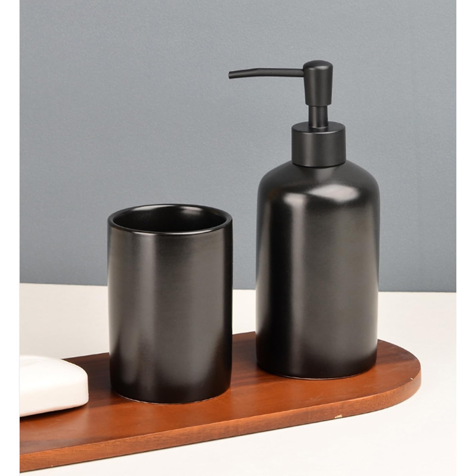 Badezimmer Zubehör Set Schwarz, Keramik, Seifenspender Set Für Heimdekoration, Badezimmer, Waschtisch, Küche, 5 teiliges