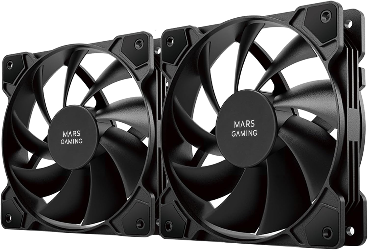 MARSGAMING Mars Gaming MF-PWMX2 Black, Kit 2 120mm Fans, Ultra-Quiet FDB 12dB, Anti-Vibration System, PWM System