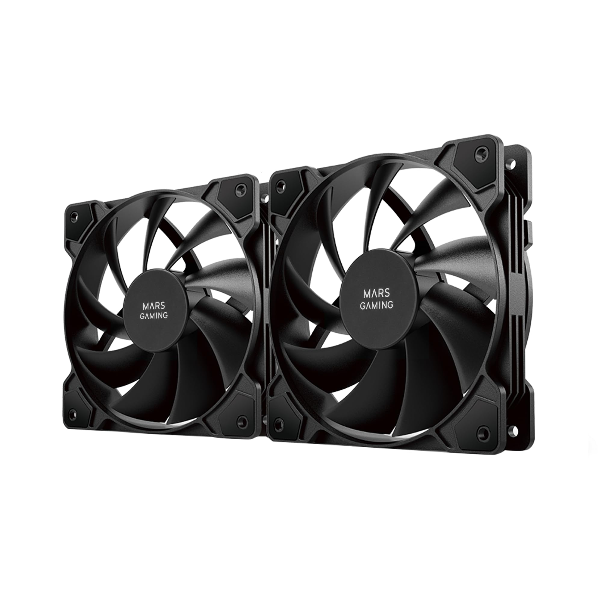 Mars Gaming MF-PWMX2 Noir, Kit 2 Ventilateurs 120mm, Ultra-silencieux FDB 12dB, Système Anti-vibration, Système PWM