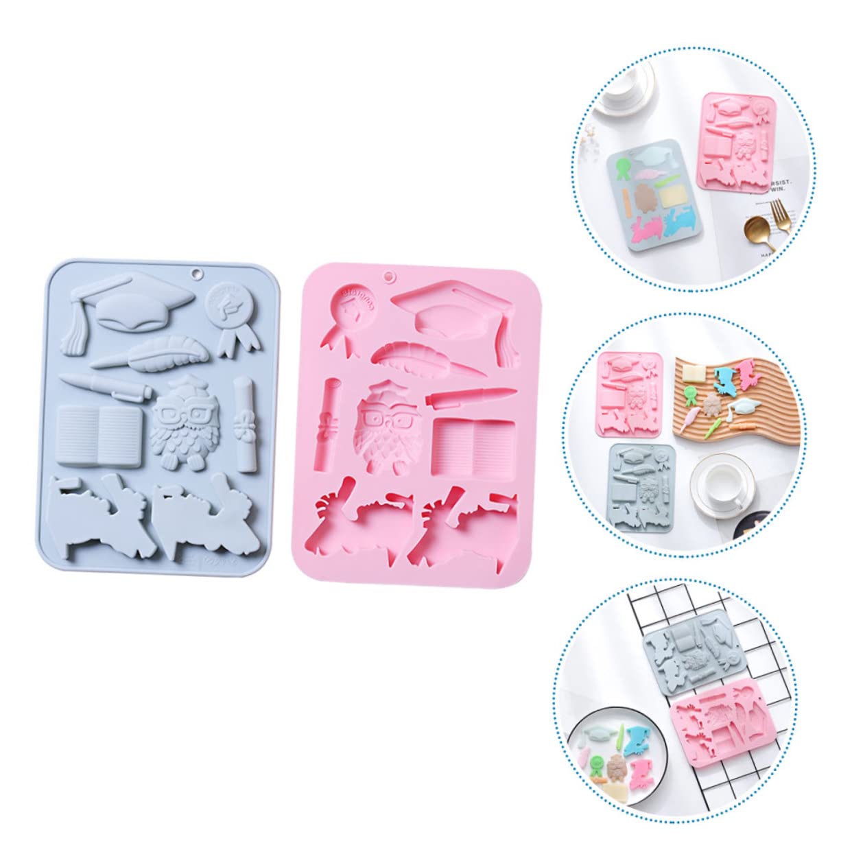 PRETYZOOM 6pièces Moules à Gâteau Silicone Moules à Jelly Pour Chocolat Et Desserts Accessoires De Pâtisserie Réutilisables Couleurs Bleu Et Rose