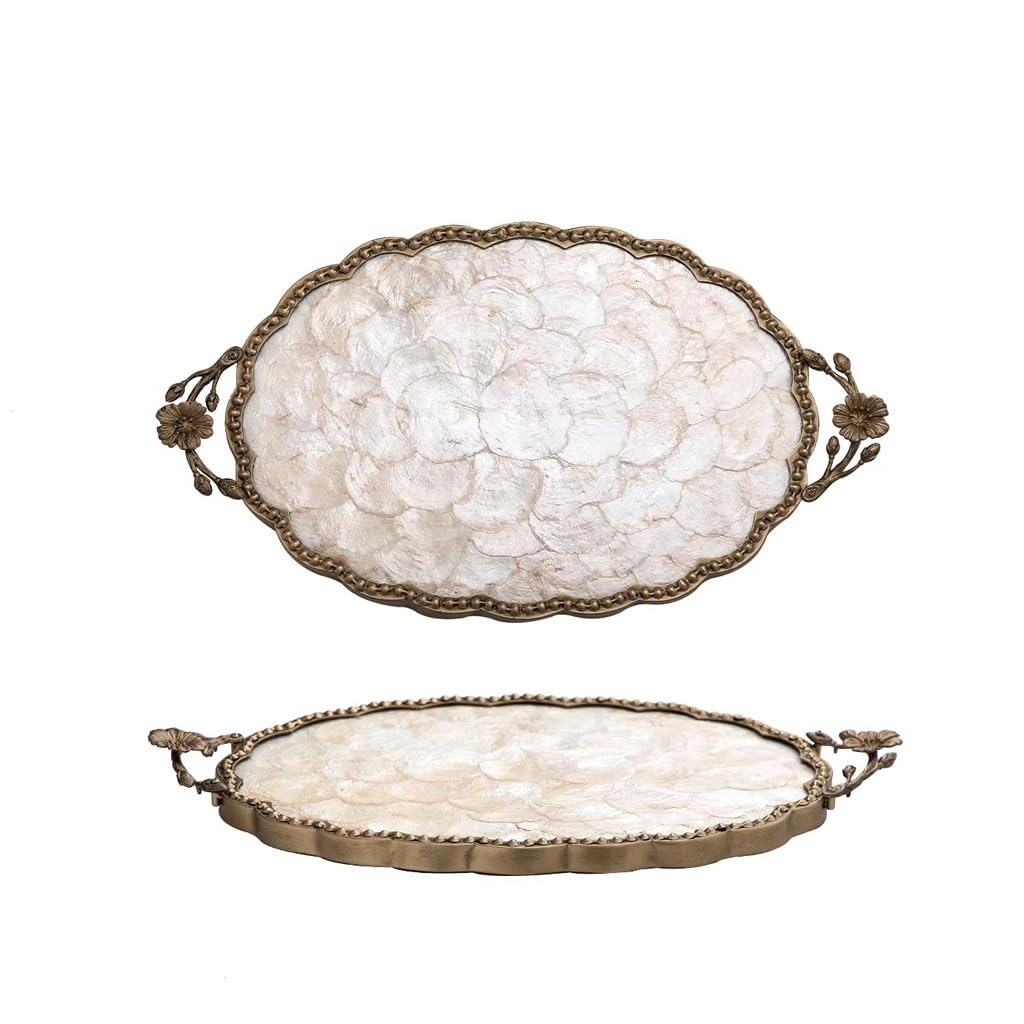 Tray Decor Home Desktop Shell Decorative Tray Porch Storage Oval Storage Tray Food Tray(A)