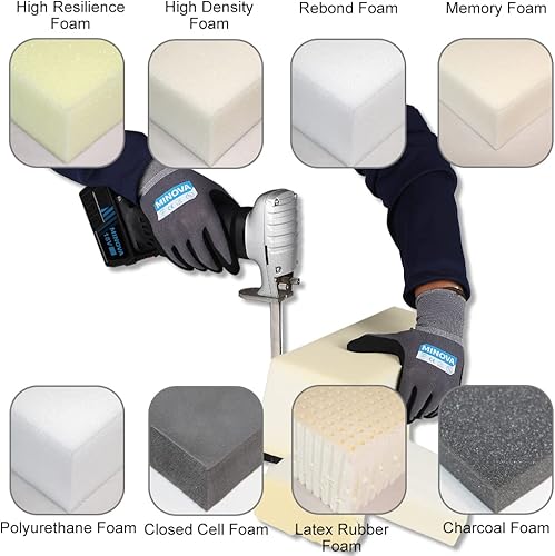 Miniatura 2 de MINOVA Cortador de goma de espuma sin escobillas de 8 pulgadas 5.0Ah 18V, corte de todas las densidades de goma espuma, cojín de espuma de tapicería