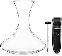 Kit Sommelier para Vinho Premium – Decanter de Cristal 2 Litros com Termômetro para Vinhos e Estojo em Couro