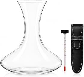 Kit Sommelier para Vinho Premium – Decanter de Cristal 2 Litros com Termômetro para Vinhos e Estojo em Couro