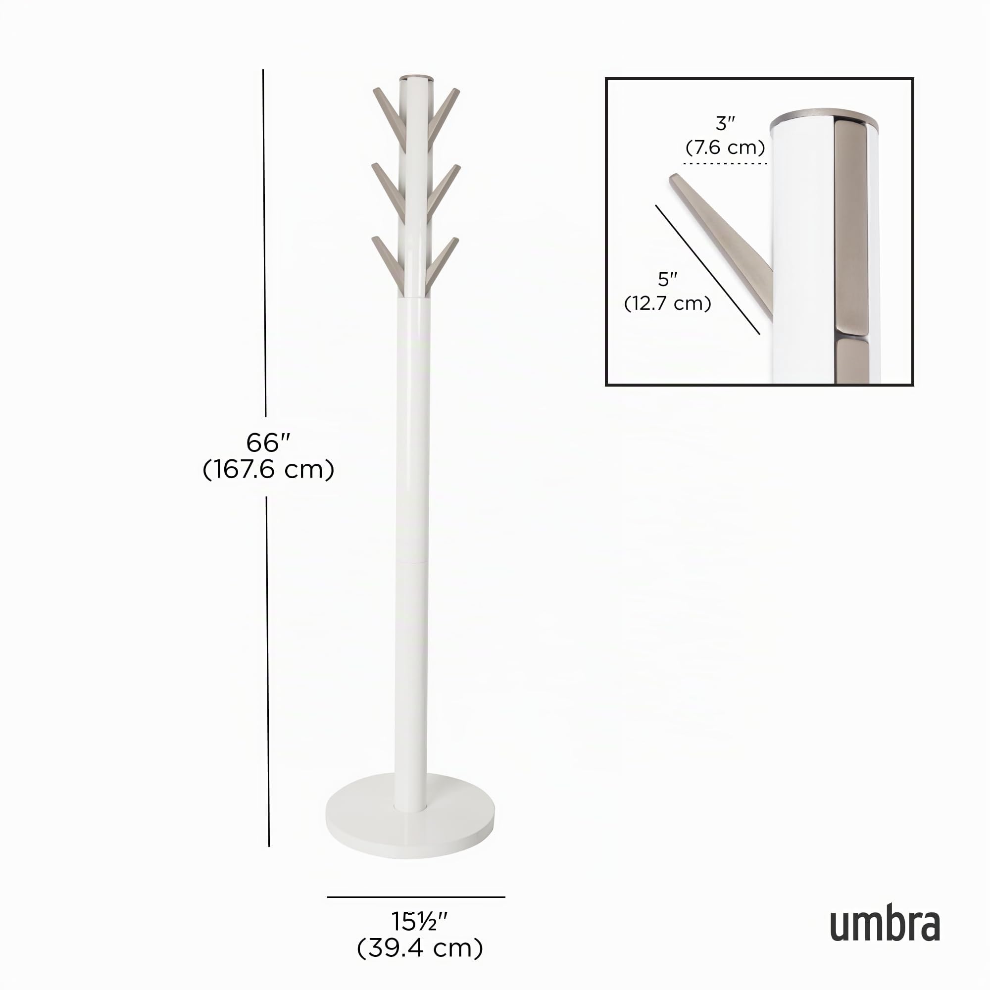 Umbra Flapper Garderobenständer, 9 klappbare Haken, Weiss