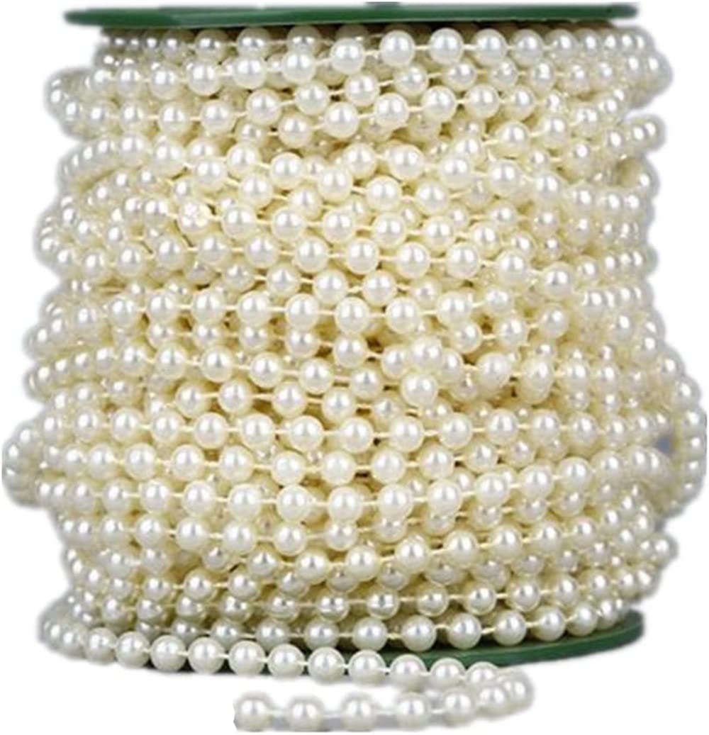 82Feet/25Meter Length Christmas Bead Garland Faux Pearl Beads Chain Christmas Tree Garland Chain Decorations for Xmas Tree Holiday Wedding DIY Decoration Supplies (6mm/25m/Ivory)