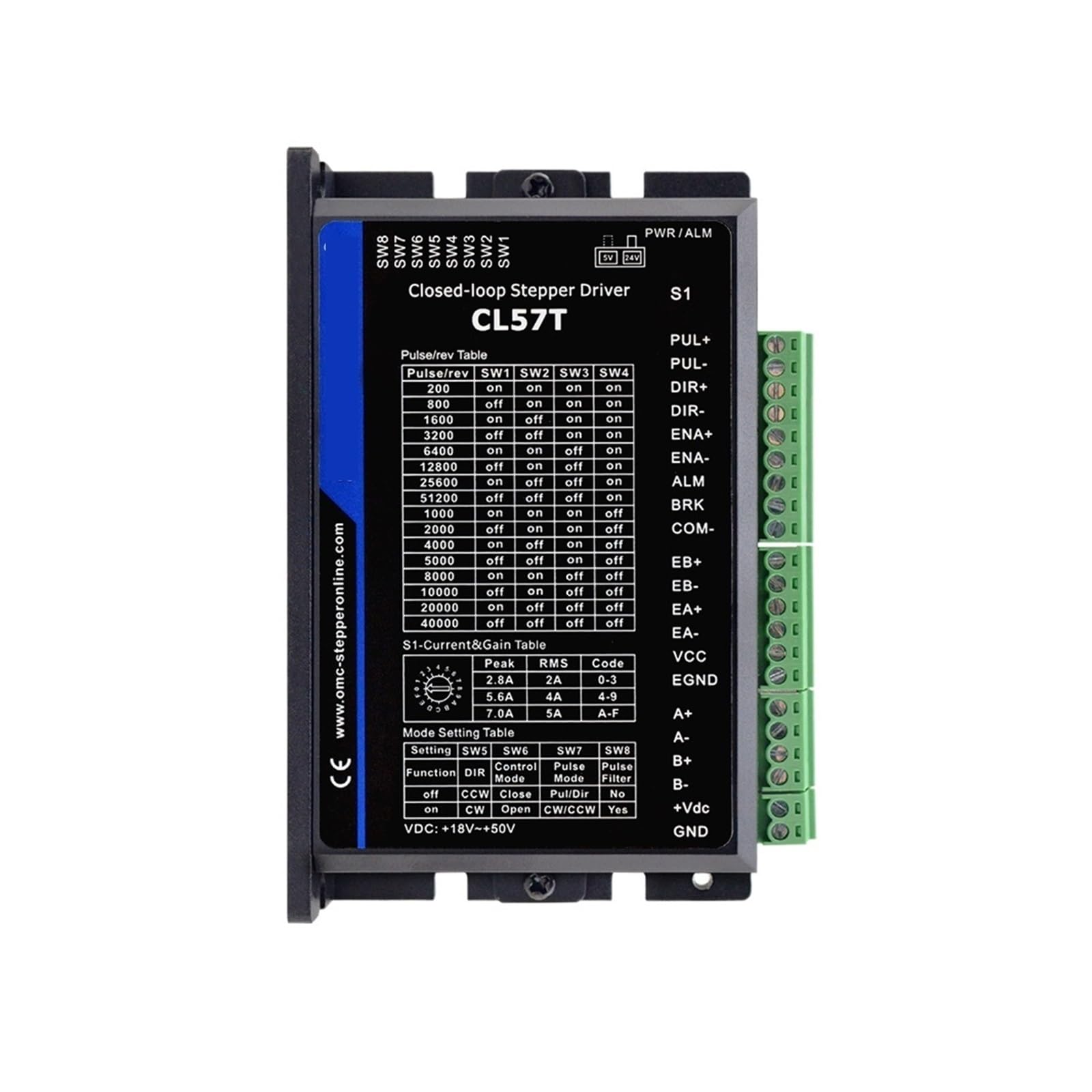 Driver pas à pas boucle fermée 0-8.0A 24-48VDC électronique starter pour Nema 24