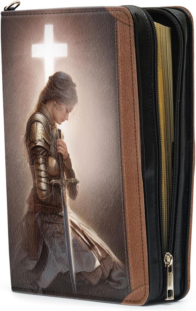 Jesuspirit - Leather Bible Cover for Men - Personalized Bible Case for Men, Bible Study Supplies, Christian Gifts for Men & Women (Daughter of The King, Large)