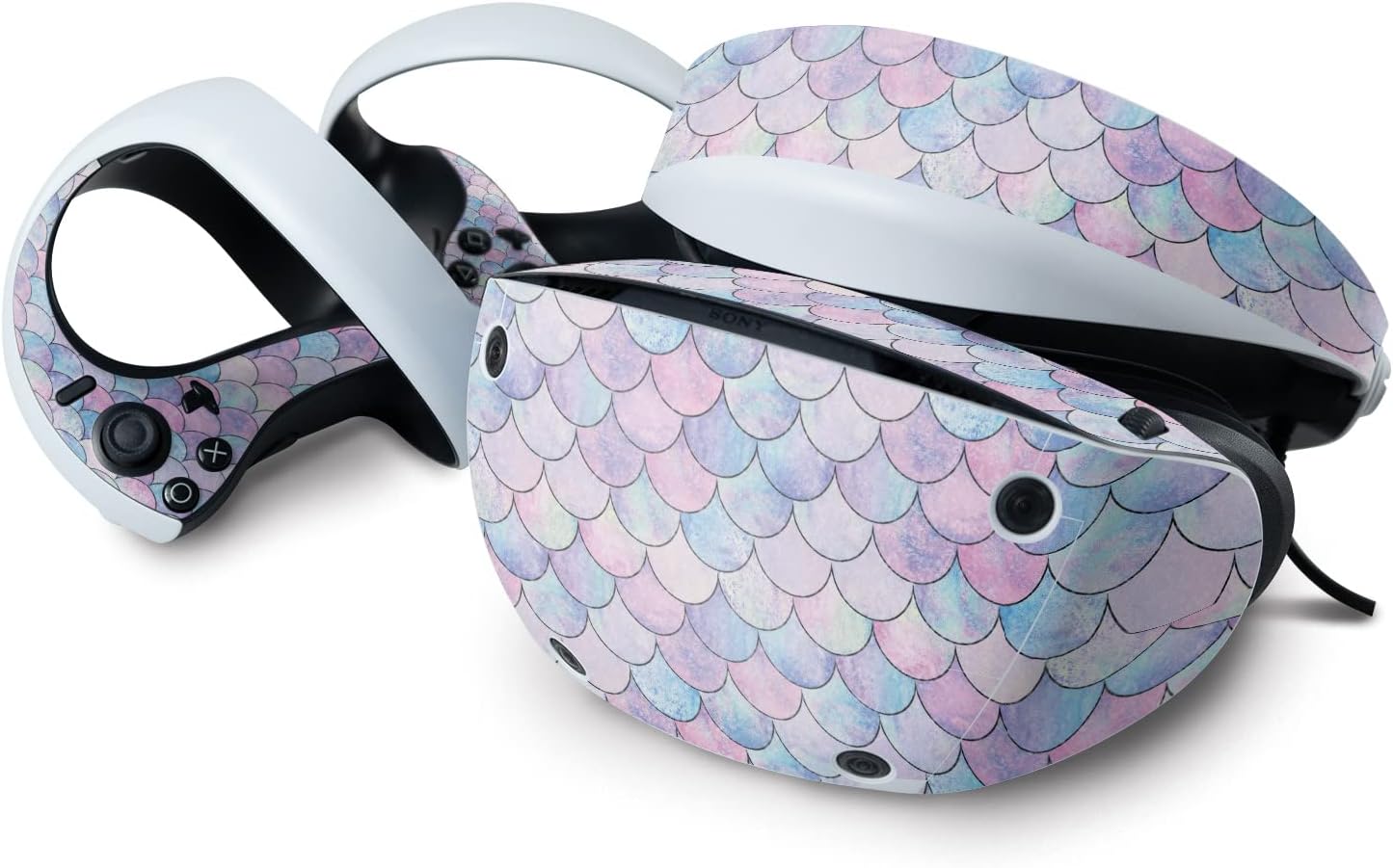 MightySkins Glossy Glitter Skin Compatible with Sony Playstation VR2 - Mermaid Scales | Protective, Durable High-Gloss Glitter Finish | Easy to Apply & Change Styles | Made in The USA