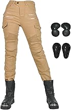 RENHE Women's Motorcycle Pants, Riding Pants, Protector, Biker Pants, Stretch, Abrasion Resistant, Excellent Elasticity, Bike Women's Pants, Straight, Spring, Summer, Autumn, Winter, Khaki, 2XS Size