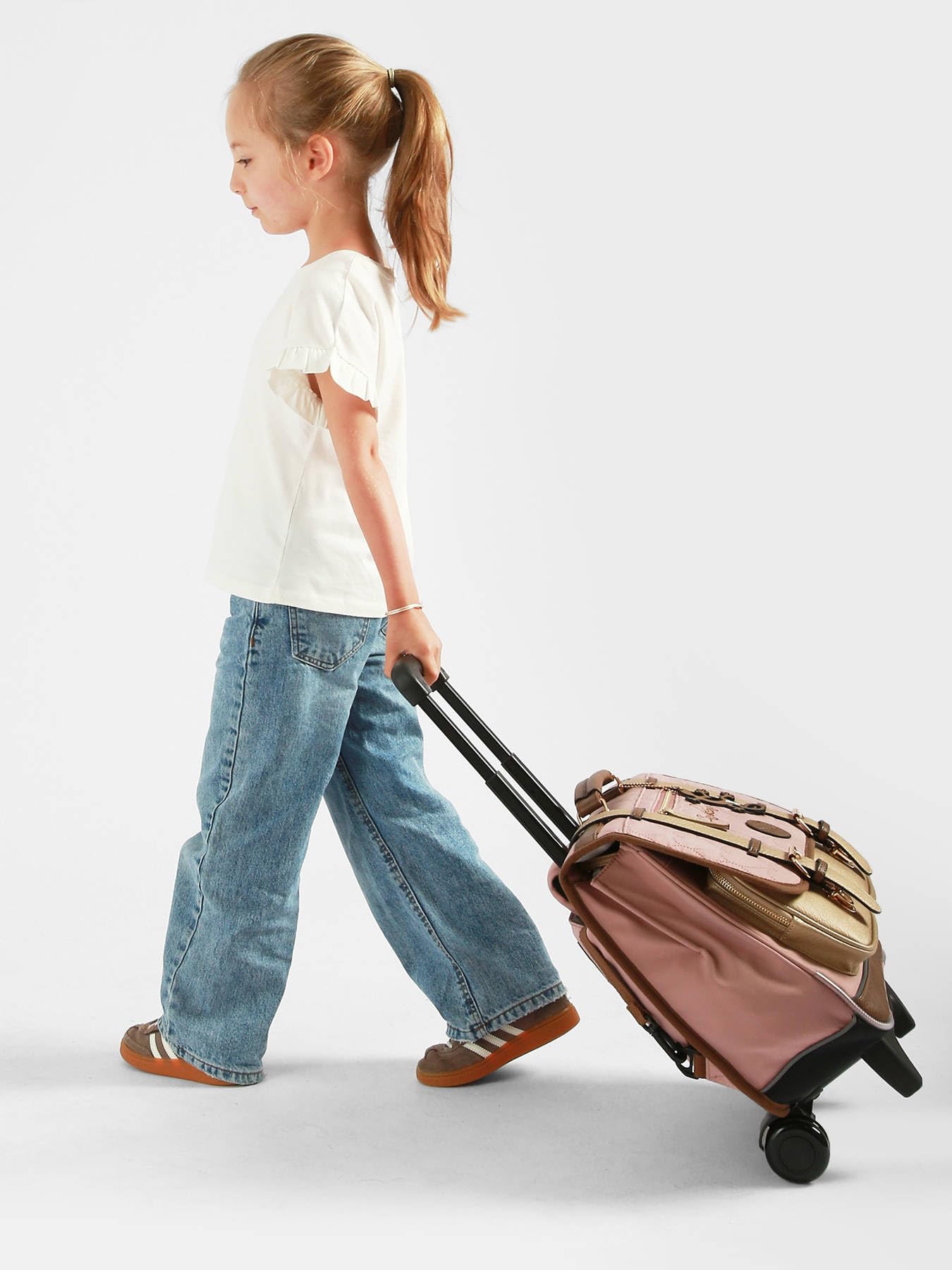 Cameleon Cartable à roulettes Rose 38cm Vintage Fantasy avec 2 compartiments - Idéal pour l'école primaire et la rentrée scolaire en CP, CE1 et CE2 pour fille et garçon